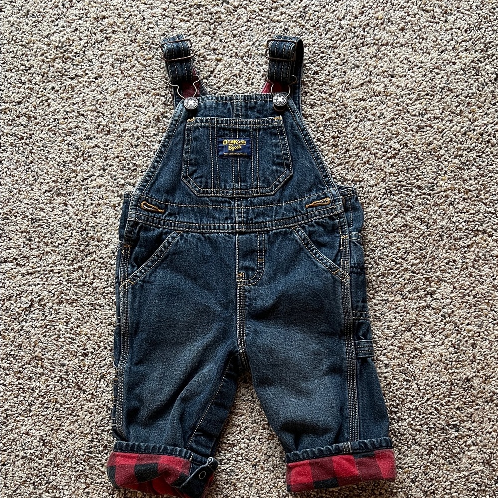 Vintage Osh Kosh flannel lined overalls.